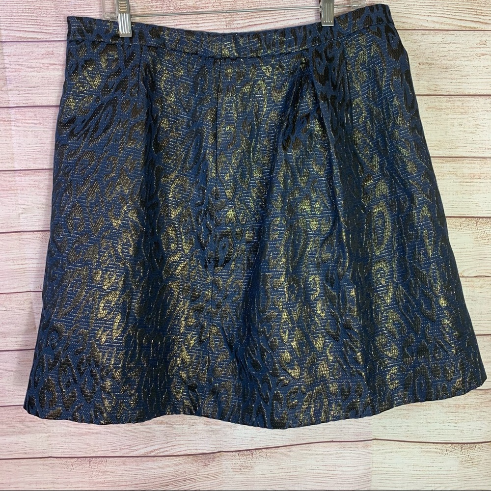 Anne Klein Navy‎ Blue  Metallic Shimmer Skirt Sz14